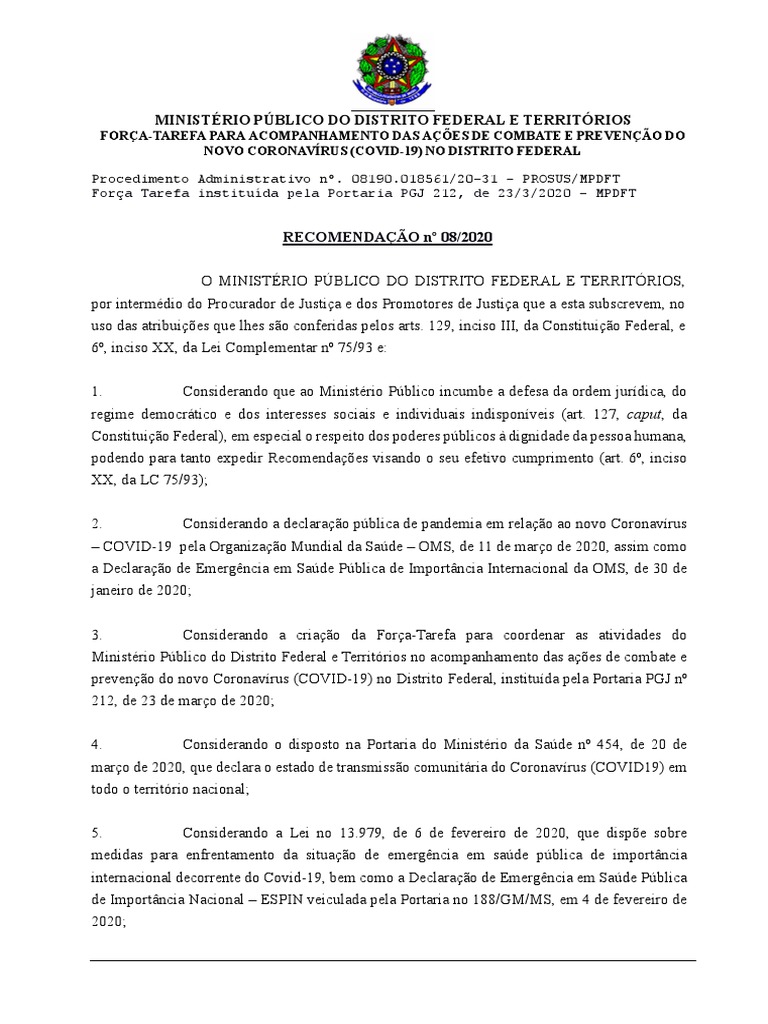 Recomendacao Mpdft Governo Politica