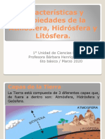 PDF PPT 6to Básico Marzo 2020 Características y Propiedades de La Atmósfera, Hidrósfera y Geósfera