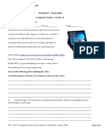 Worksheet - March 2020 Computer Science - Grade: IX: Topic: Input and Output Devices