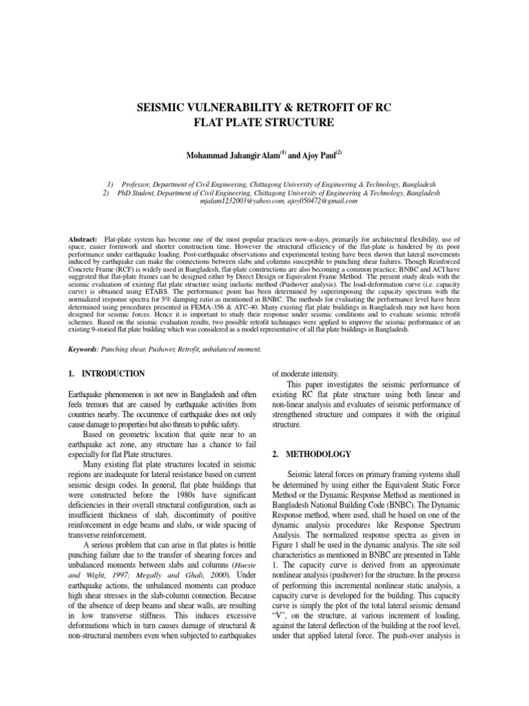 Seismic Retrofit of RC Flat Plate Structures | PDF | Strength Of ...