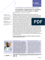 Natural Logarithm Transformation For Predicting Procurement Time of PPP Projects in Nigeria