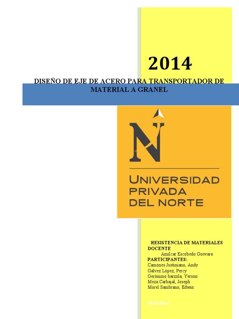 Diseño de Eje de Acero para Transportador | PDF | Engranaje | Fatiga ...