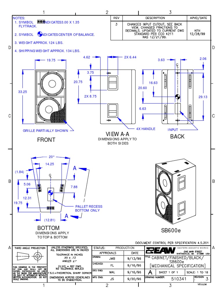 Acoustic Speaker Dimensions and Specs | PDF