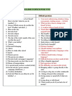 English Topics For Vnu: Simple Questions Difficult Questions