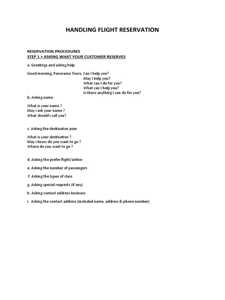 Flight Reservation Handling Guide | PDF