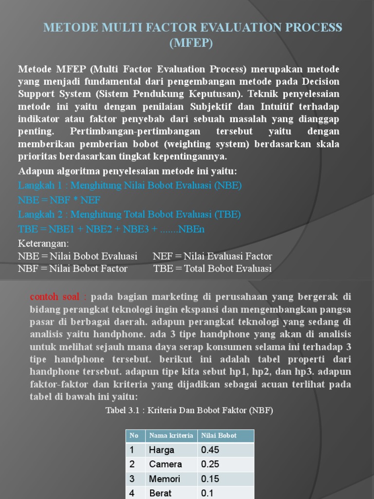 Metode MFEP untuk Evaluasi Produk Teknologi | PDF | Pengelolaan ...