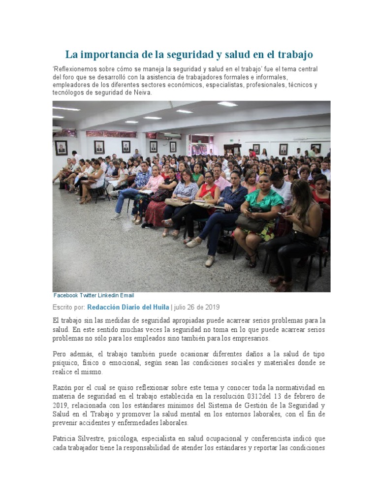 La Importancia de La Seguridad y Salud en El Trabajo | PDF | Derecho ...