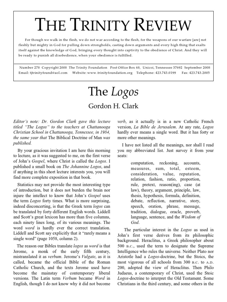 The Trinity Review 00278 TheLogosClark PDF Sophia (Wisdom