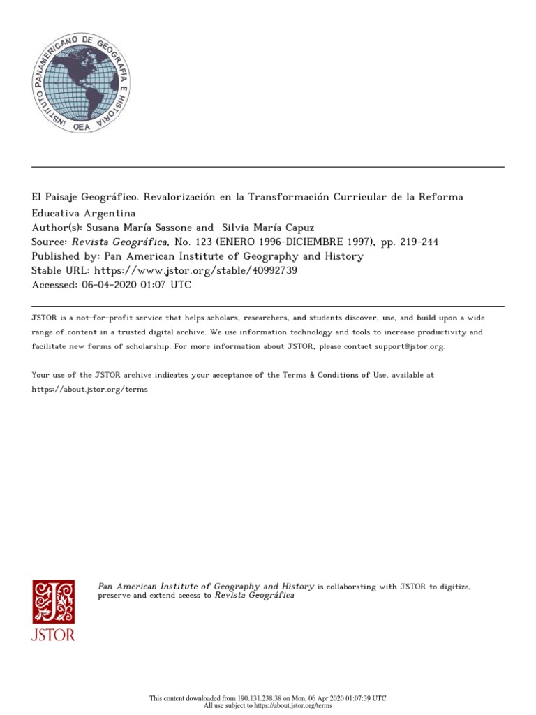 Pan American Institute of Geography and History Revista Geográfica