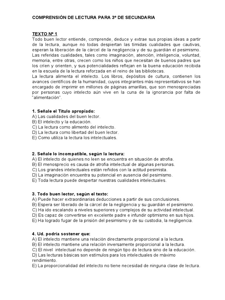 Comprensión de Lectura para 3º de Secundaria | PDF | Temor | Viajes por
