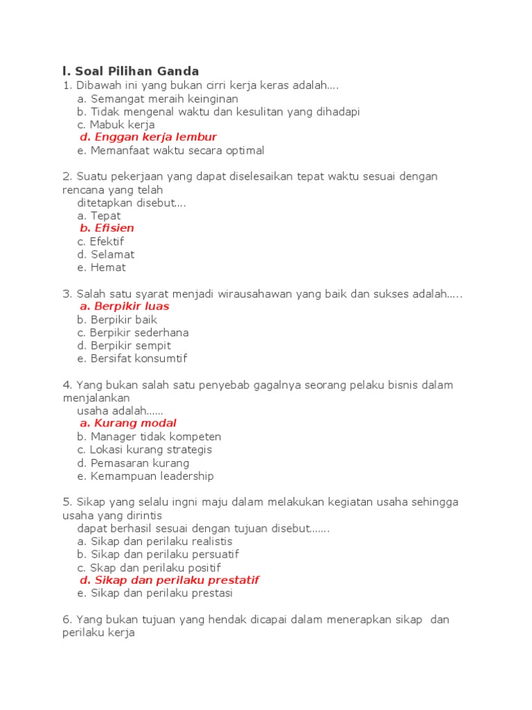 Soal Kewirausahaan Baru Pdf