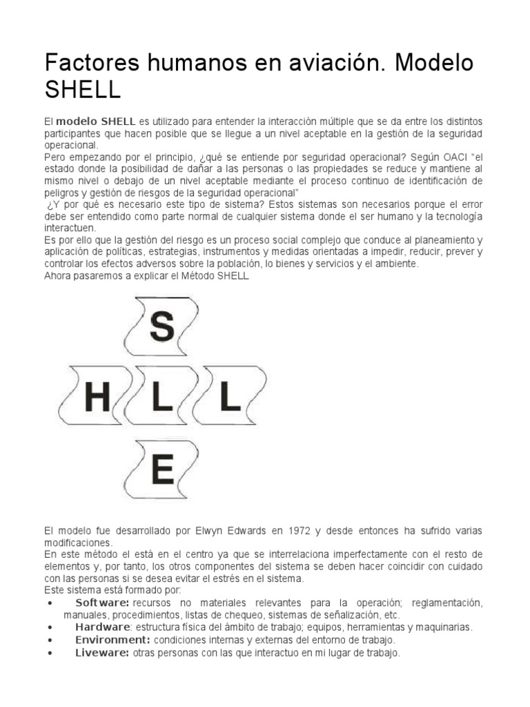 Modelo SHELL en Seguridad Operacional | PDF | Sistema | Software
