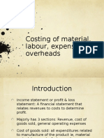 Costing of Material, Labour, Expenses and Overheads