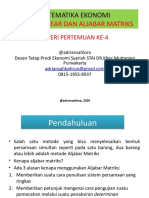 Pertemuan Ke-4 Model Linear Dan Aljabar Matriks