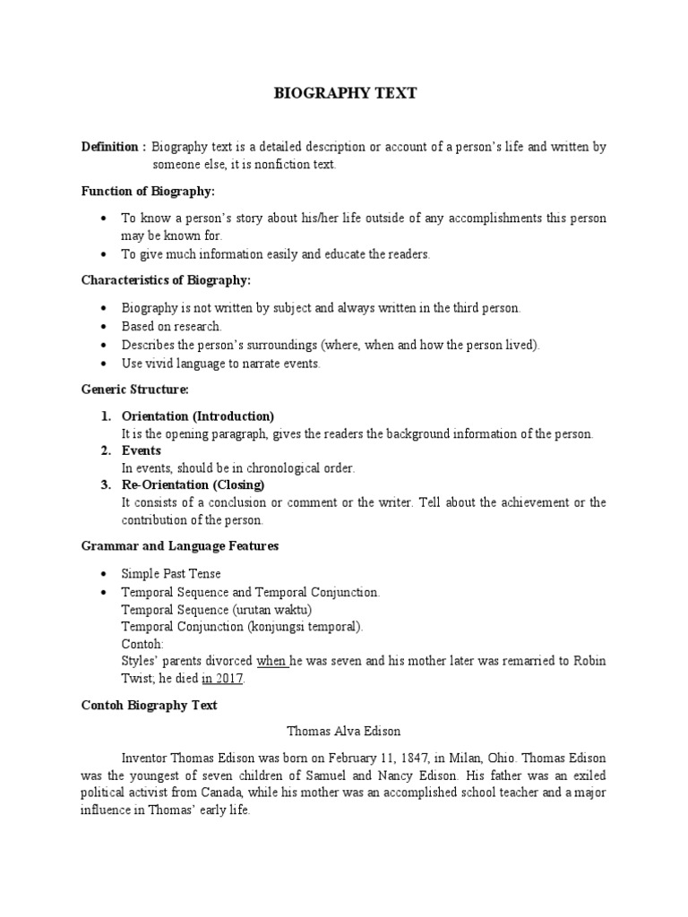 Biography Text Guide & Example | PDF | Thomas Edison | Incandescent ...