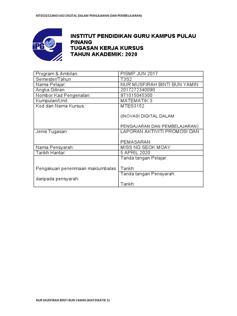 Laporan Promosi Dan Pemasaran Inovasi Docx