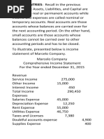 CLOSING ENTRIES: Recall in The Previous