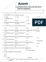 8M06-8M07 Squares and Square Roots, Cubes and Cube Roots - Objective - Assignment - Questions - V