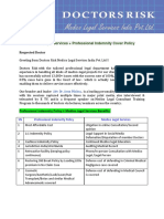 Medico Legal Services + Professional Indemnity Cover Policy Standards Rates