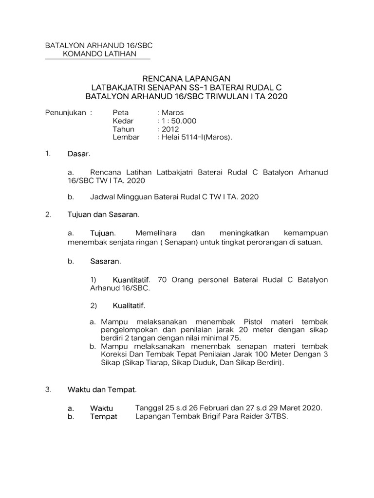 Rencana Latihan Menembak Batalyon Arhanud | PDF
