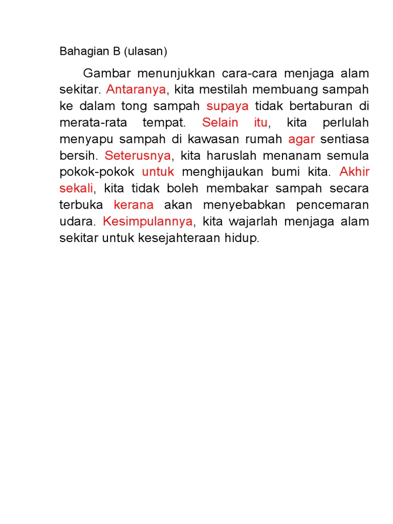 Ulasan Cara Menjaga Alam Sekitar  PDF