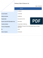 Hathway Cable & Datacom LTD.: Receipt Number