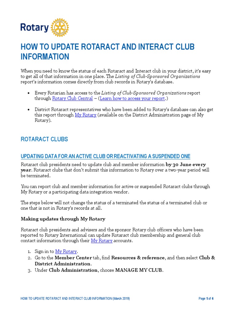 Updating Rotaract and Interact Clubs | PDF | Databases | Computing