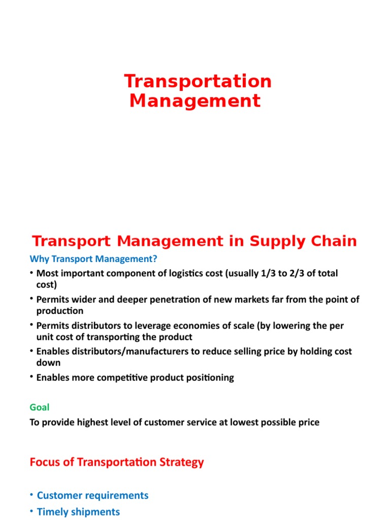 Transportation Management | PDF | Cargo | Mode Of Transport