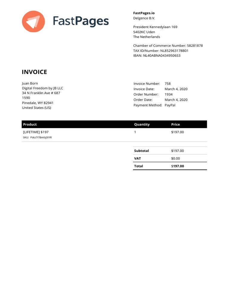 Invoice for Digital Freedom Purchase | PDF
