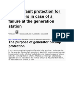 Backup Fault Protection For Generators in Case of A Failure at The Generation Station