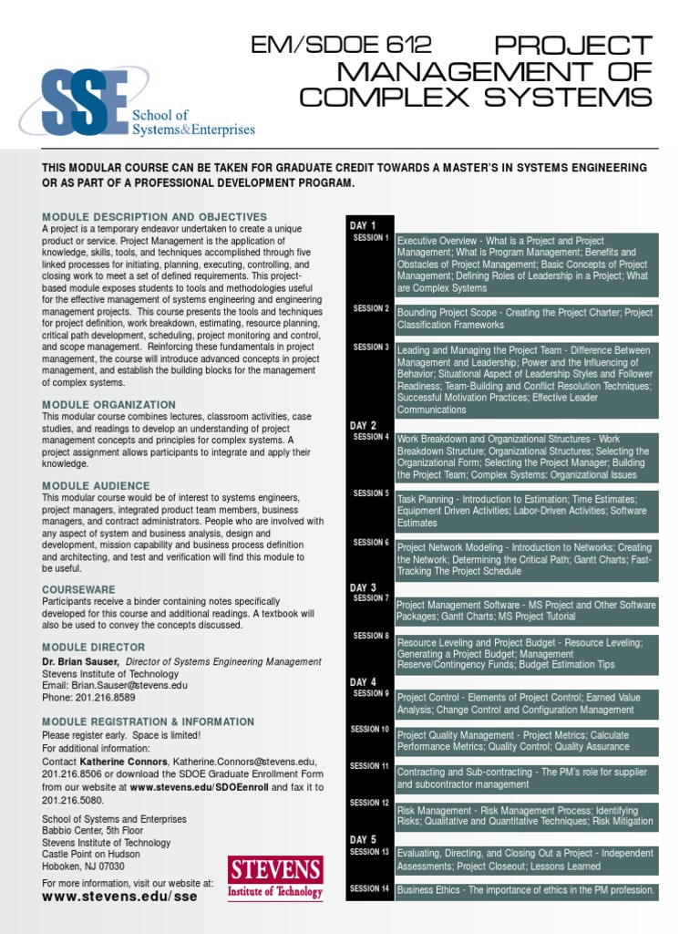 Project Management OF Complex Systems: EM/SDOE 612 | PDF | Project ...
