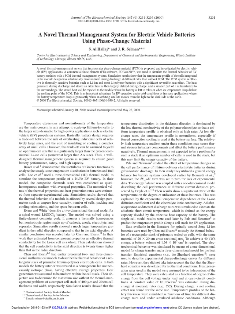 A Novel Thermal Management System For Electric Vehicle Batteries PDF ...
