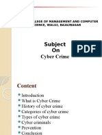 Subject On Cyber Crime: Hi-Tech College of Management and Computer