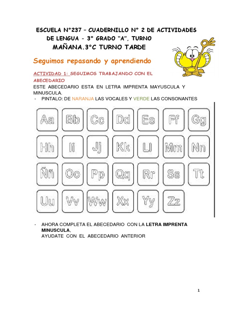 Cuadernillo de Lengua 3° Grado PDF | PDF | Alfabeto
