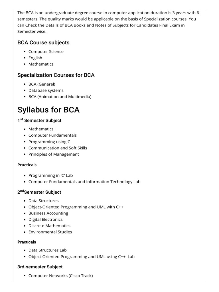 BCA Books & Notes For All Semesters in PDF - 1st, 2nd, 3rd Year PDF ...