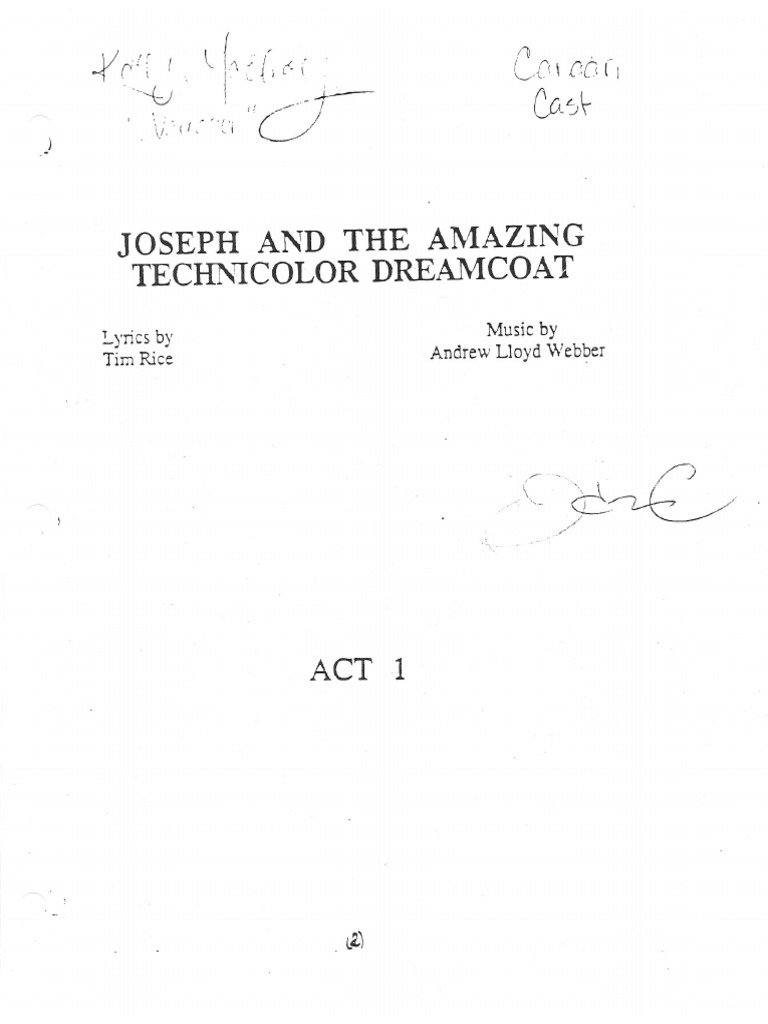 Joseph The Amazing Technicolor Dreamcoat Act 1 Piano Vocal Score PDF | PDF