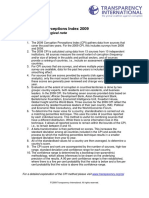 Corruption Perceptions Index 2009: Short Methodological Note