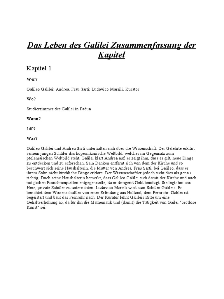 Bertolt Brecht Leben Des Galilei Inhaltsangabe