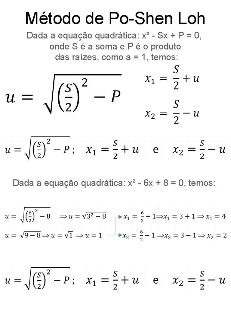 Método de Po-Shen Loh em Equações Quadráticas | PDF | Estudos de ...