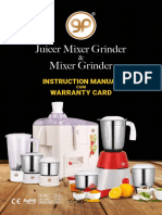 Juicer Mixer Grinder Mixer Grinder: Instruction Manual Warranty Card