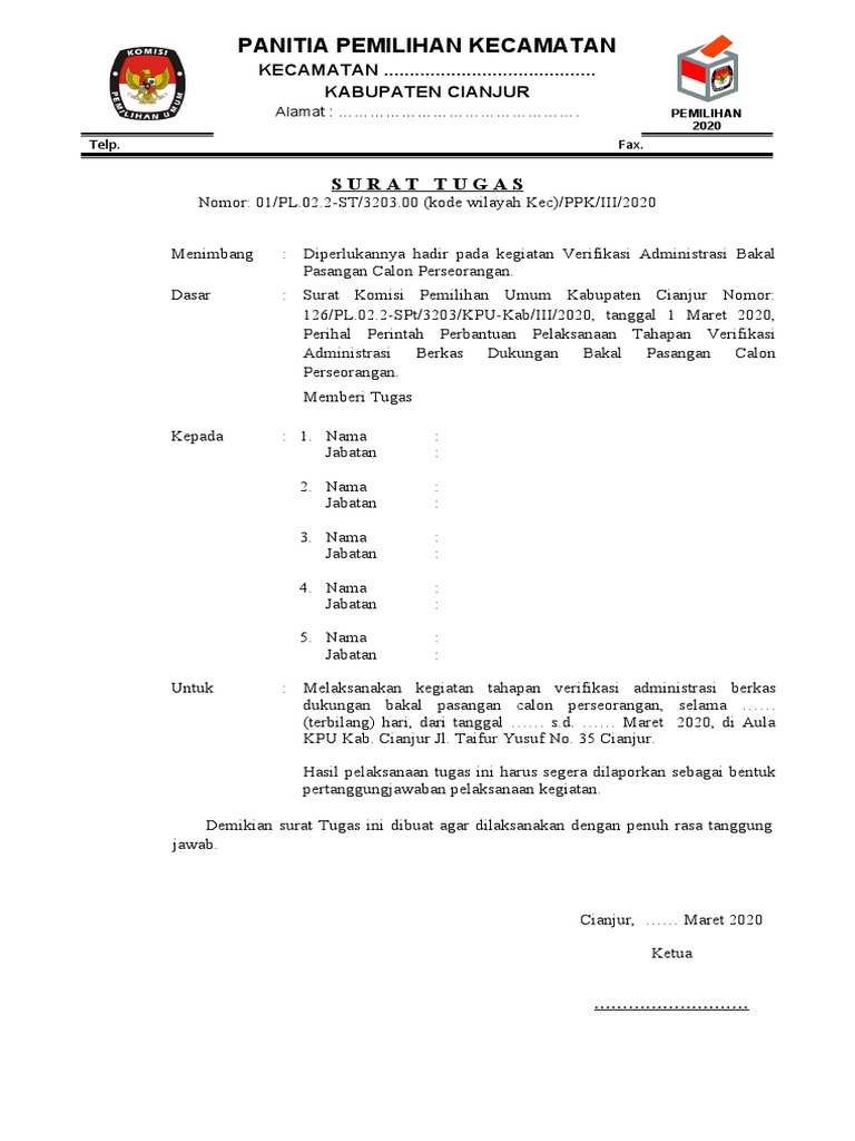 Surat Tugas Ppk Verifikasi Administrasi Pdf