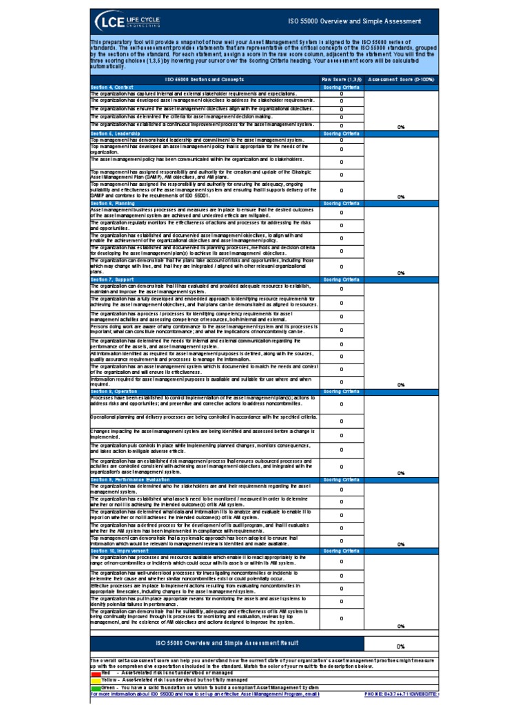 ISO 55000 Asset Management Self-Assessment | PDF | Competence (Human ...