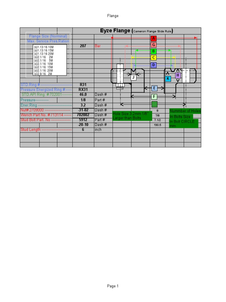 Cameron Flange Slide Rule PDF Gas Technologies Plumbing