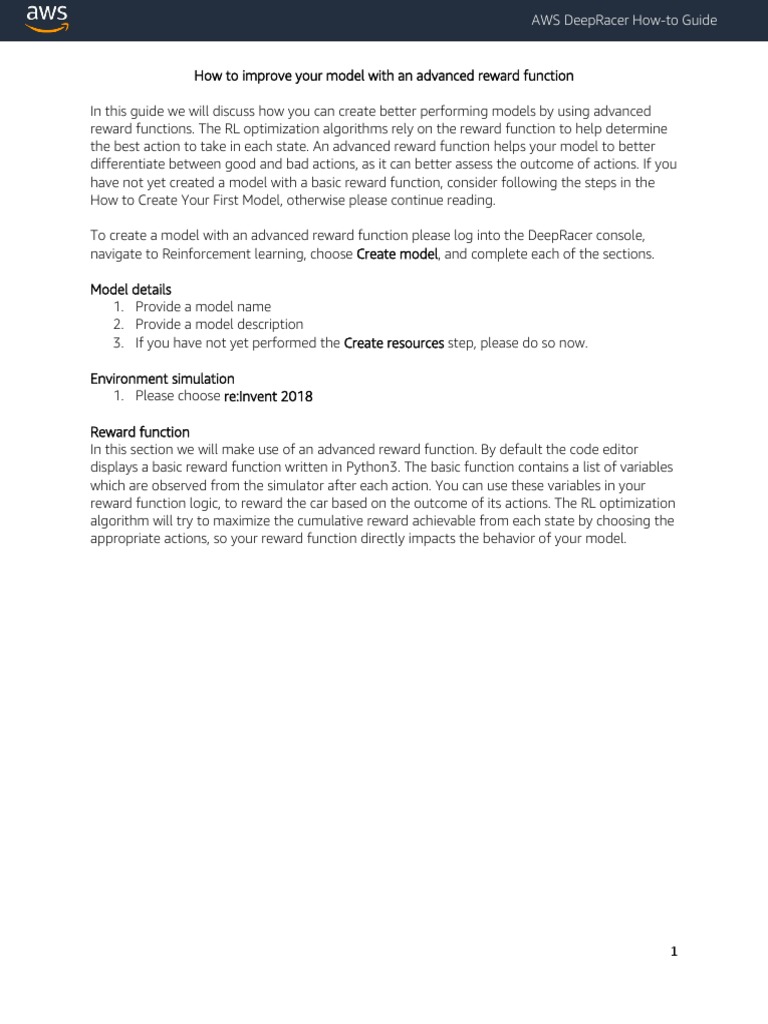 How To Improve Your Model With An Advanced Reward Function PDF | PDF ...
