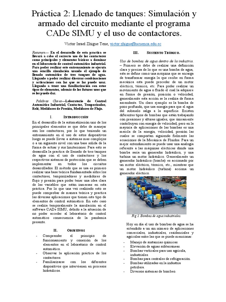Llenado de Tanques CADe SIMU | PDF | Bomba | Física