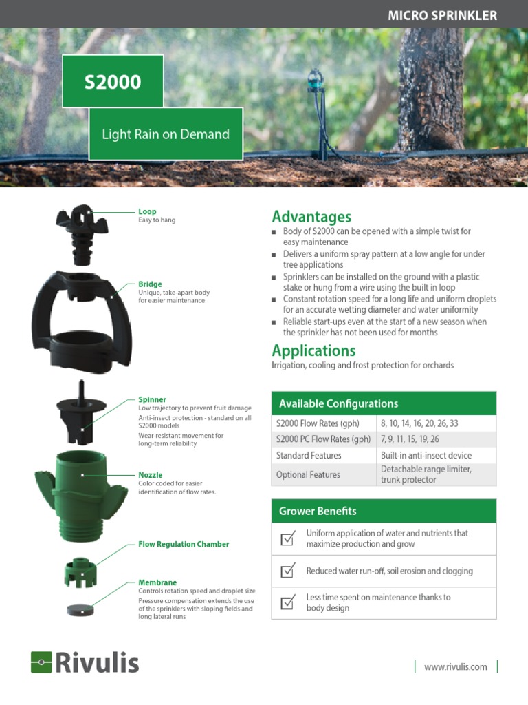 Rivulis S2000 Micro Sprinkler Guide | PDF | Fire Sprinkler System ...