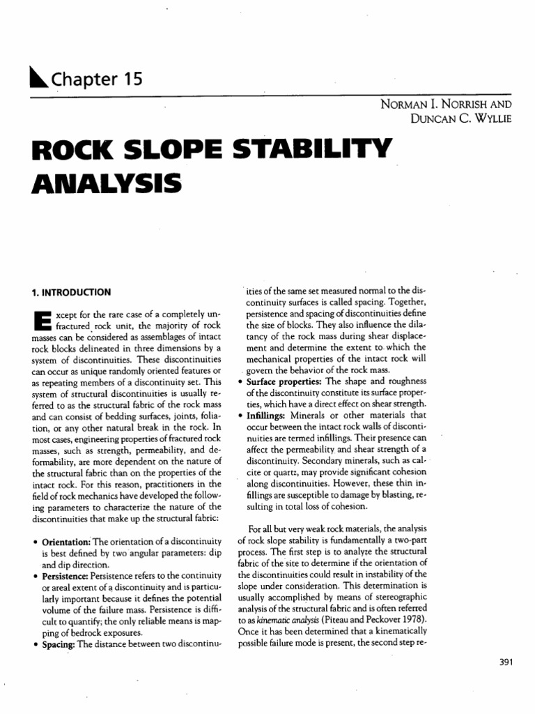 Rock Slope Stability Analysis: Kchapter 15 | PDF | Plane (Geometry ...