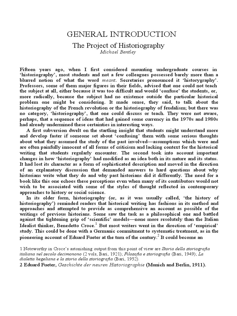 General Introduction: The Project of Historiography | PDF ...