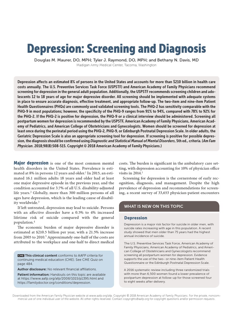 Depressão Screening | PDF | Major Depressive Disorder | Postpartum ...