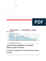 ENGLISH I - (518002A - 762) : Course Recognition: Pre-Task (Discussion Forum)